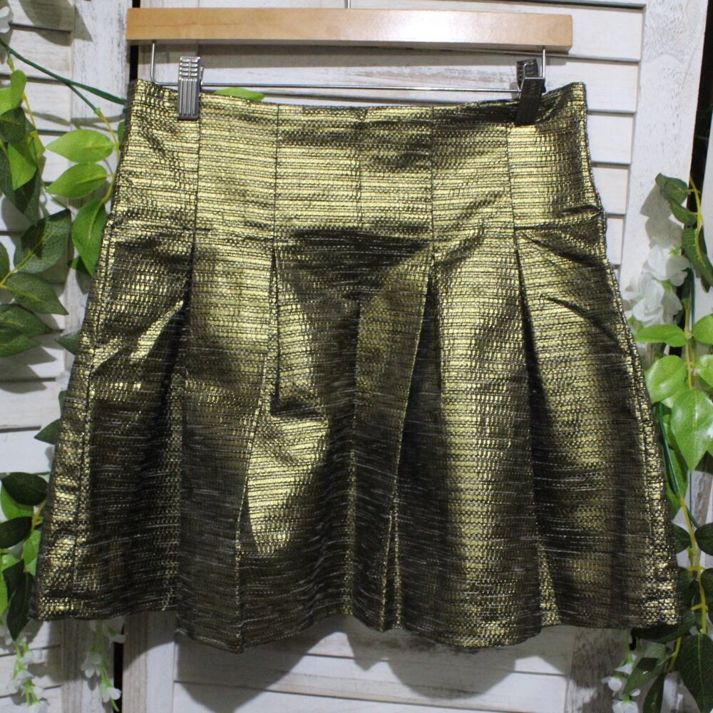 Gianni Bini Gold Metallic Mini Skirt (879)